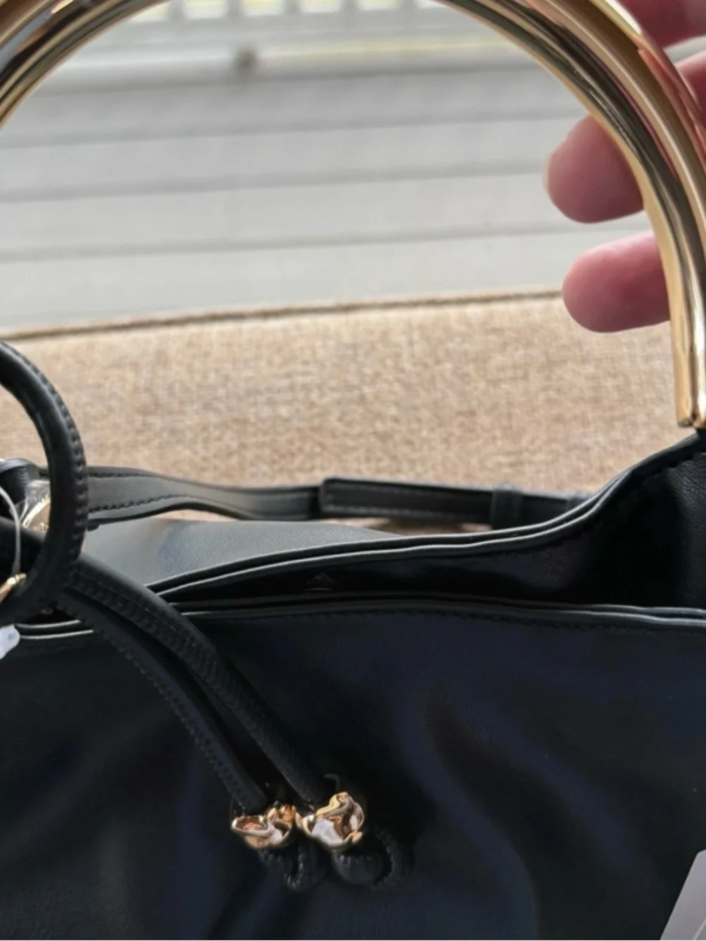 BCBGeneration faux-leather ruched hobo handbag.